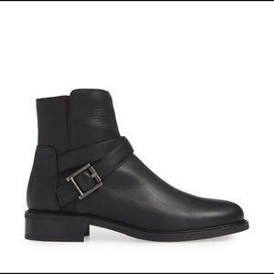 Aquatalia Bree Black Buckle Moto Boots Size 9.5